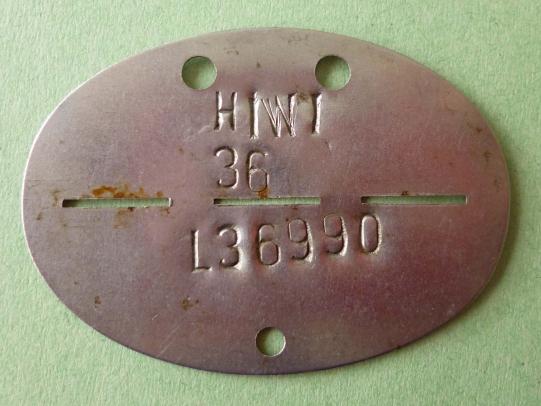 Third Reich : Rare Nazi Hilfswilliger 'HIWI' Identity Disc.