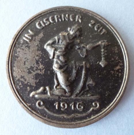 WW1 German 1916 Blackened Iron Medallion 