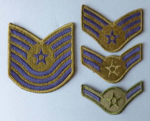 USA : USAF Collection of Four Rank Armbadges for wear on the Combat Fatigues / Flying Coveralls.
