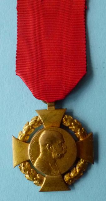 Austria : Imperial 1908 Kaiser Franz Joseph I Sixty-year Jubilee Cross (on the ribbon for civil-servants).