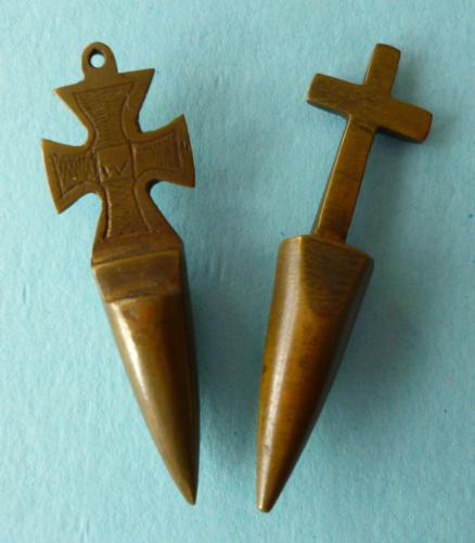 Imperial : A Pair of WW1 German Amulets made from Allied Bullets