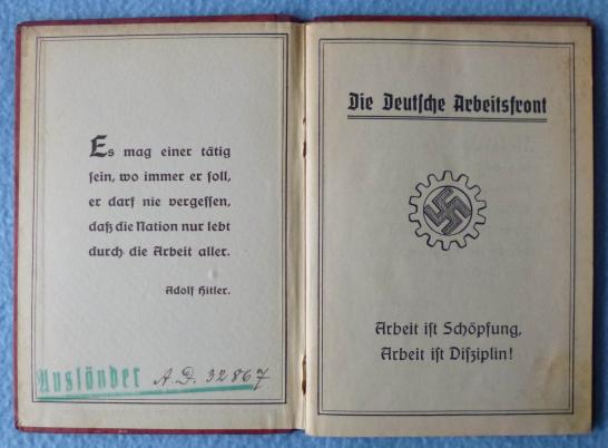 Third Reich : DAF Membership Book.