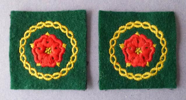Pair of Lancashire & Border District Machine-embroidered Shoulder-flashes.