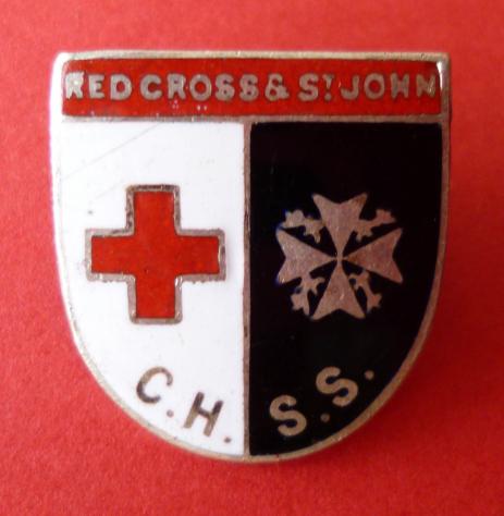 WW2 Red Cross & St John Central Hospital Supply Service (C.H.S.S.) Enameled Lapel-badge.
