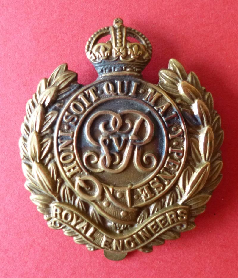 WW1 Royal Engineers 1916 Economy Solid-centred Cap-badge.