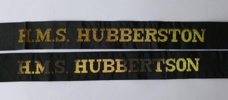 Pair of Royal Navy Ship's Cap-tallies for 