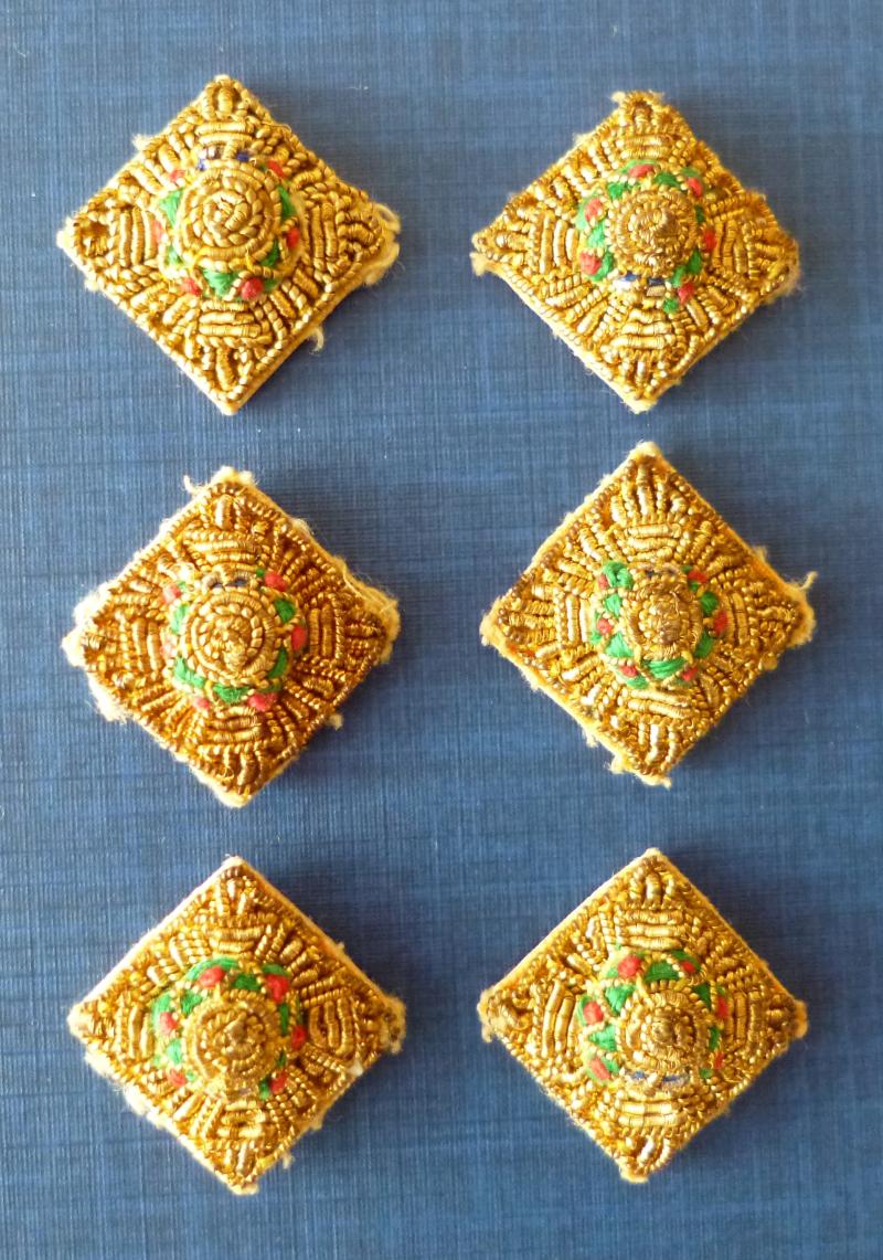Army Captain's Set of Six Hand-embroidered Bullion Rank Pips for Mess-dress.