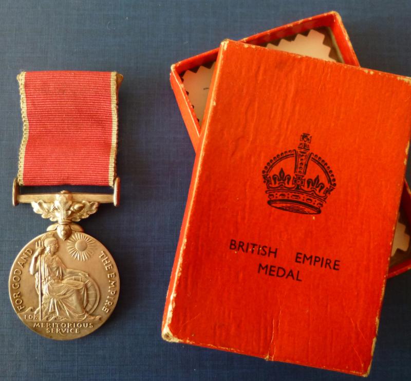 WW2 British Empire Medal for Meritorious Service in original Red-card Titled Box.