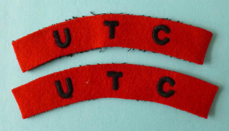 Pair of University Training Corps 'U.T.C.' Machine-embroidered Shoulder-titles.