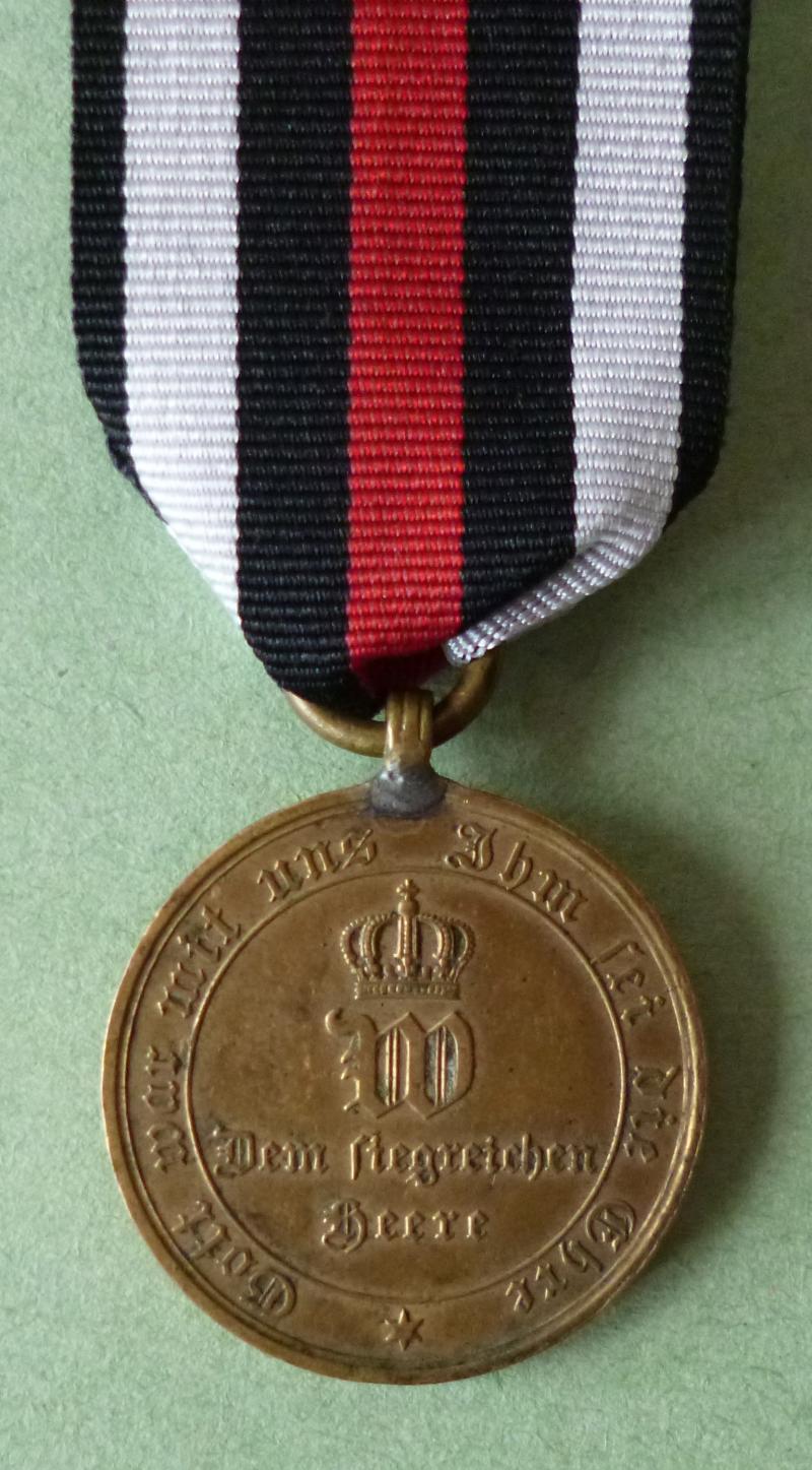 Imperial : German Franco-Prussian 1870-71 War Medal in Bronze on Combattants Ribbon.