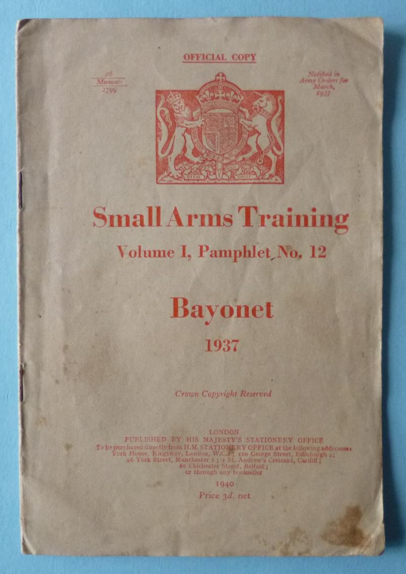 British WW2 Bayonet Training Pamphlet 1937.