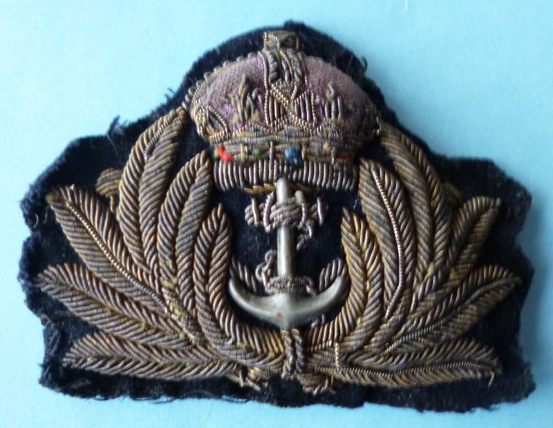 WW1 / 2 Royal Navy Officers King's Crown Cap-badge.