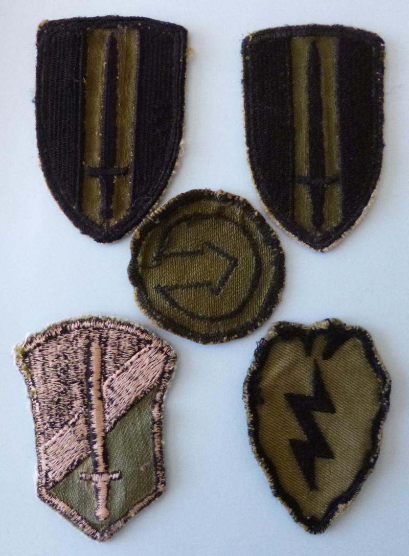 USA : Group of Five Army Vietnam-era Formation Shoulder-flashes Removed from Combat-shirts.