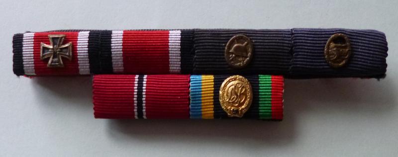 Third Reich / BRD : Wehrmacht Heer (Army) Panzer Veteran's Six-ribbon 1957-pattern Ribbon-bar.