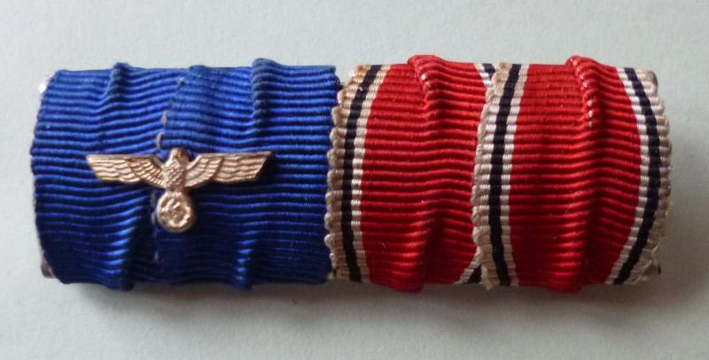 Third Reich : Medal Ribbon-bar with Two Ribbons.