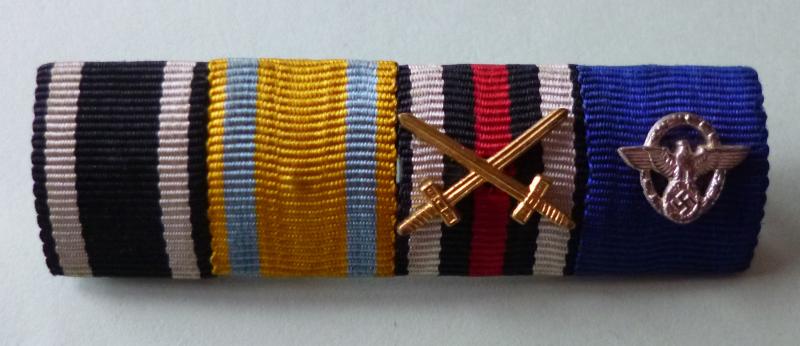 Third Reich : Polizei Medal Ribbon-bar with Four Ribbons.