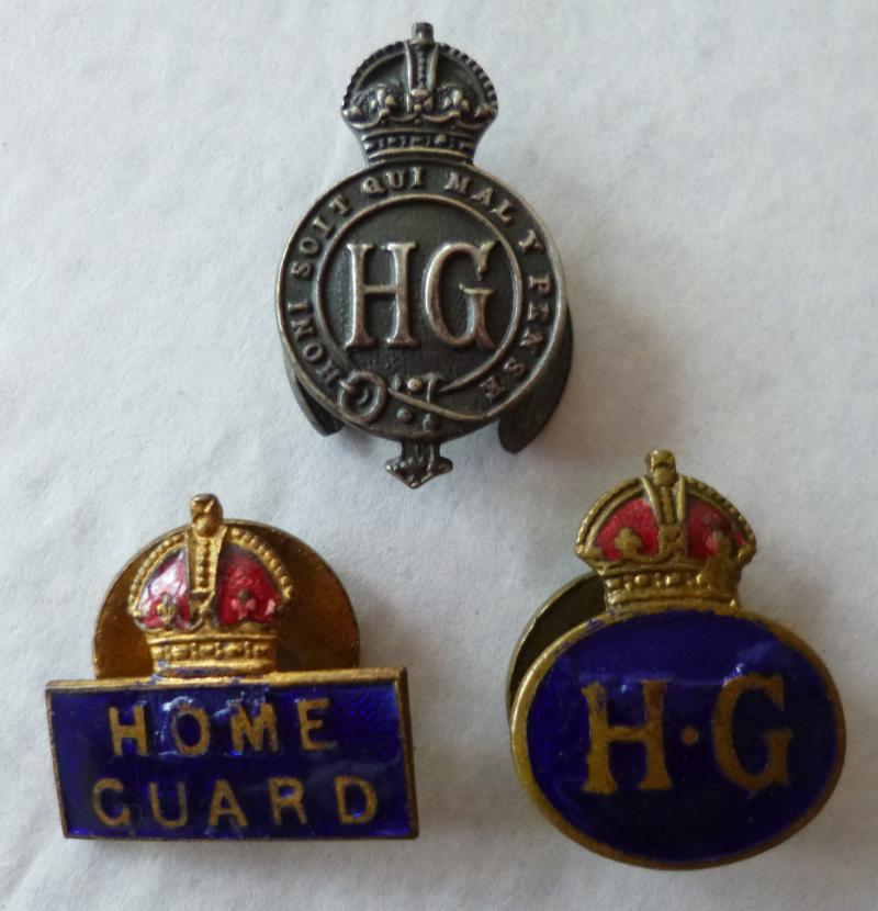Three WW2 Home Guard Lapel-badges
