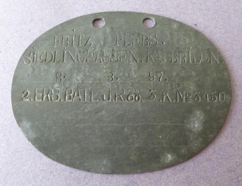 Imperial : German WW1 Army Identity-disc.