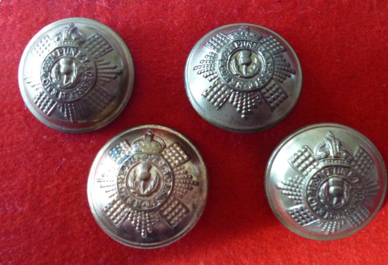 Scots Guards King's Crown Gilt Brass Buttons.